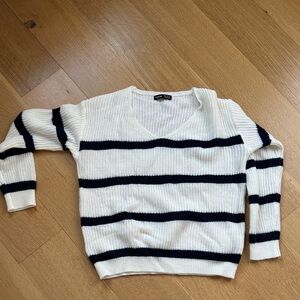 SHEIN White and Black Striped Sweater